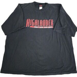 Vintage 90s Highlander Don't Lose Your Head Movie Promo 3XL Black T Shirt VTG